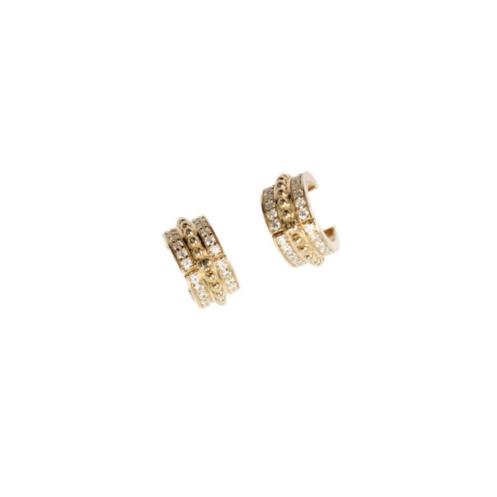 APM Monaco Womens Gold Tone Crystal Beaded Huggie Earrings OS